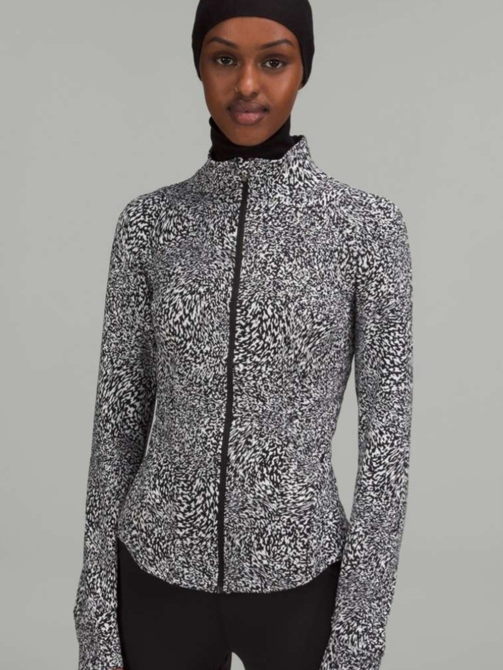 lululemon athletica Black and White Speckled Full-Zip Jacket Like New